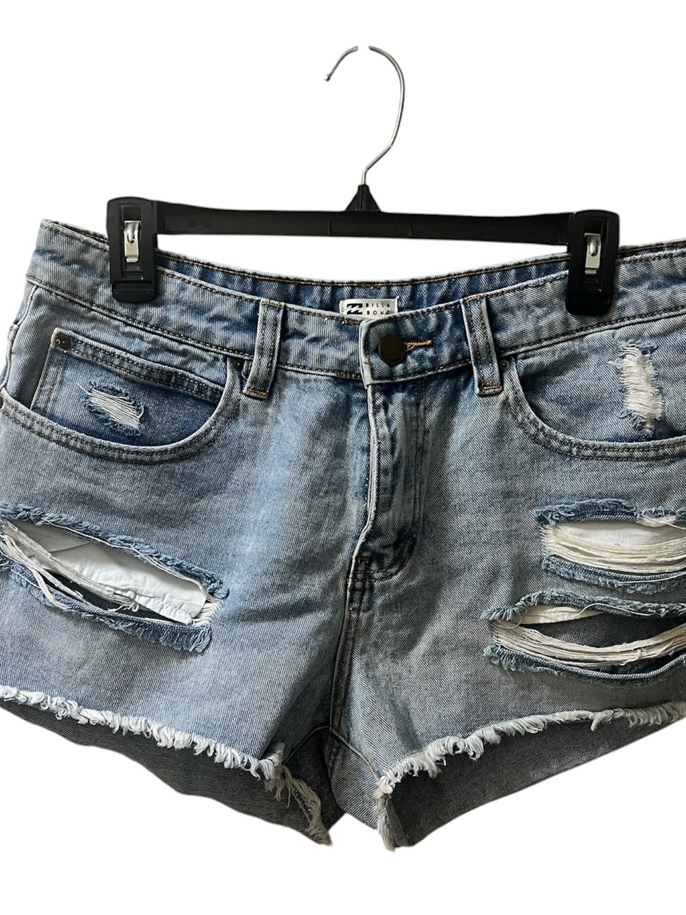 Billabong Light Blue Distressed Denim Shorts